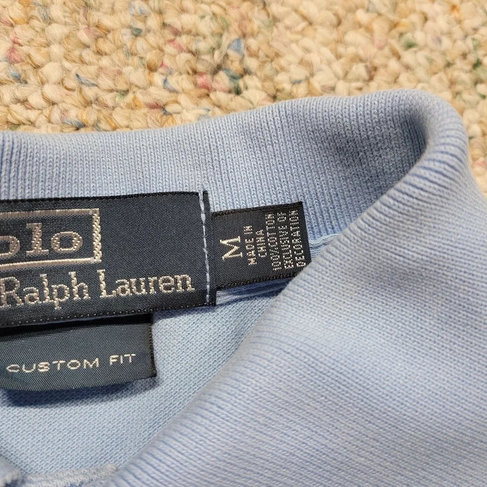 Polo Ralph Lauren Shirt Mens Medium Blue Custom Fit Short Sleeve Pony